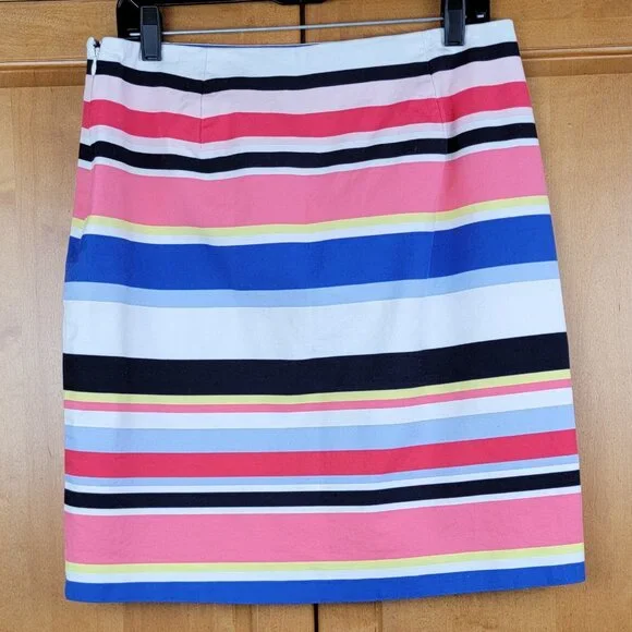 Talbots Cotton Blend Multicolor Striped Pencil Skirt - 10 - Picture 2 of 6